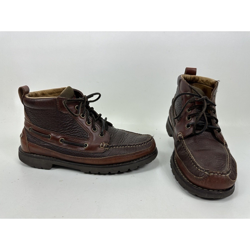 LL Bean Chukka Allagash Bison Brown Leather Moc Toe Boots Men's Size 9 EE Wide